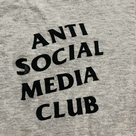 CUSTOM MADE ANTI SOCIAL MEDIA CLUB T-SHIRT SZ. LARGE HEATHER - Picture 2 of 3